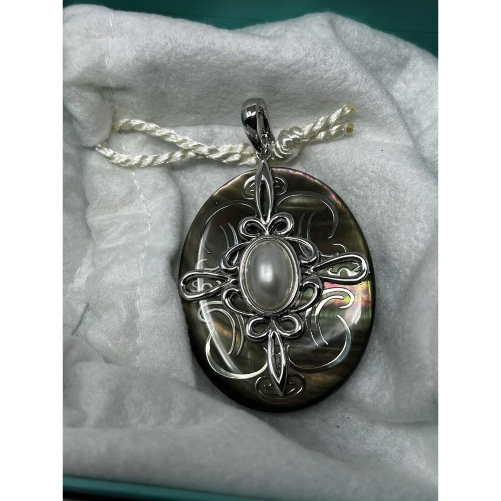 Cultured Mabe Pearl & Black Mother-of-Pearl Sterling Enhancer Pendant QVC